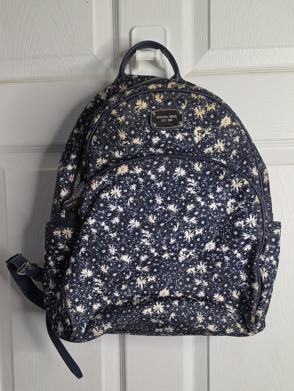 Michael Kors Navy and Cream Floral Backpack